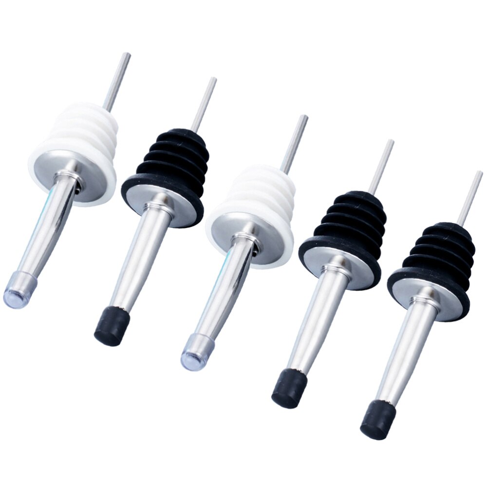 5pcs Stainless Steel Pourer Bottle Stopper Pourer Oil Stopper with Lid for Bar Party Restaurant (Rando: Default Title