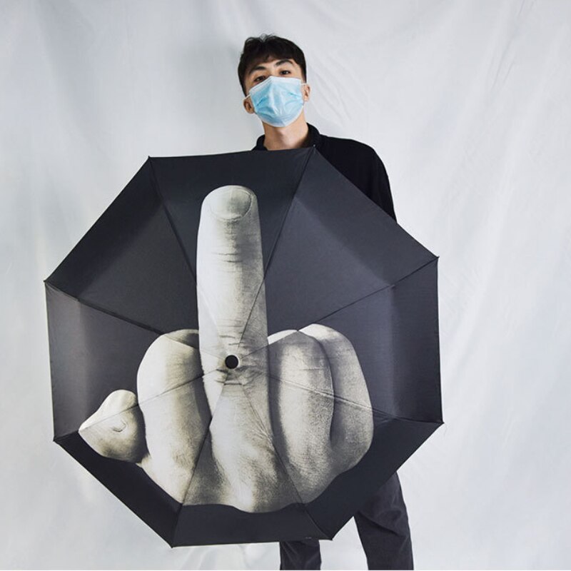 The Middle Finger Umbrella Personality Sunny and Rainy Umbrella Travel Windproof Folding Umbrellas Rain Gear