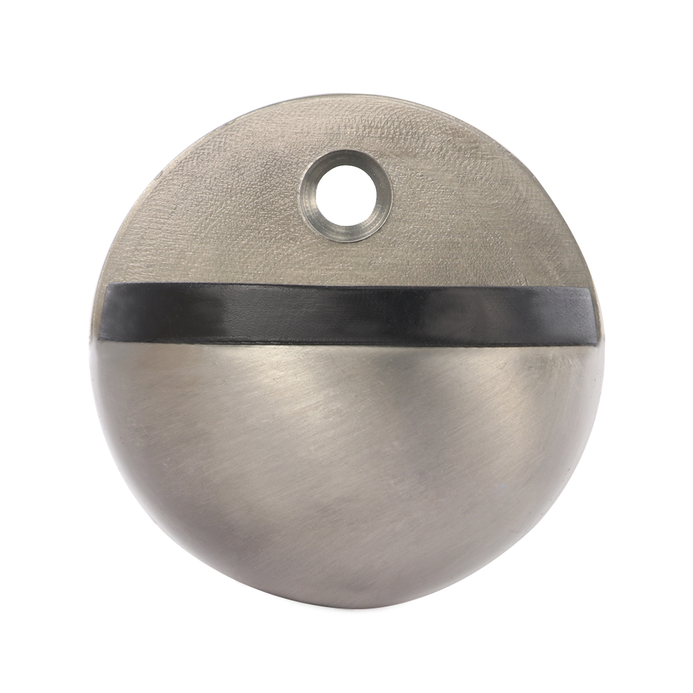 Gulvmonterede dørstoppere aps zink legering satin krom halvmåne dørstopper træ 43mm dia støbte dørholder