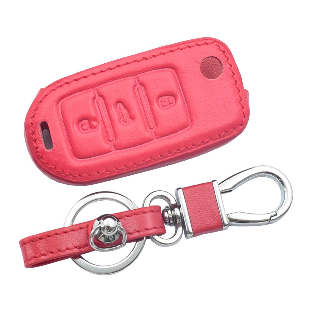 Housse de clé de voiture en cuir pour VW Volkswagen Golf 6 Polo Passat Seat Ibiza Leon Skoda Octavia Fabia 3 boutons étui de télécommande pliable: Rouge