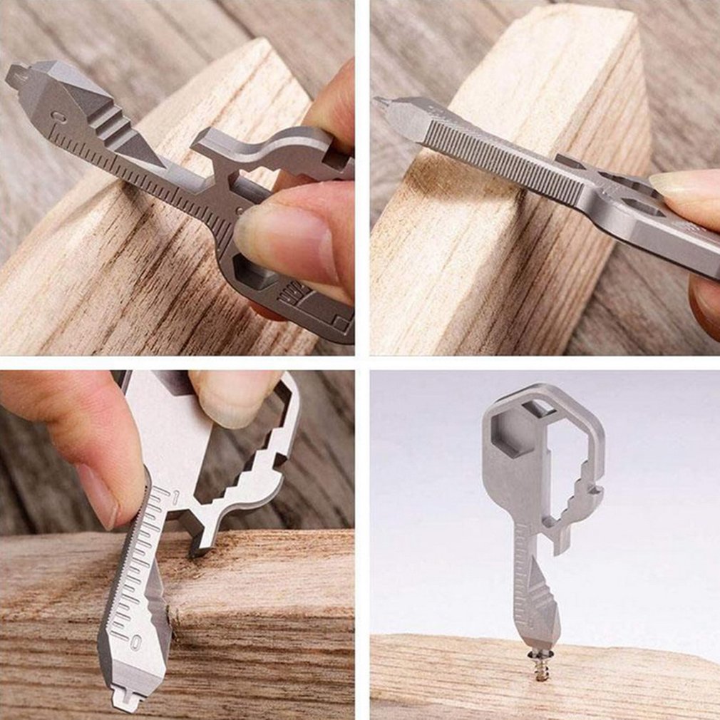 24-in-1 Keychain Stainless Steel Outdoor Emergency Tool Screwdriver Keychain Pendant Multi-function Repair Tool