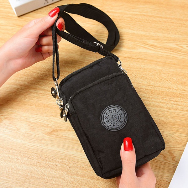 Lady Purses Zipper Coin Purse Women Canvas Fabric Wallets Clutch Woman Wallet Cards ID Holder Moneybag Pocket Bag: Black