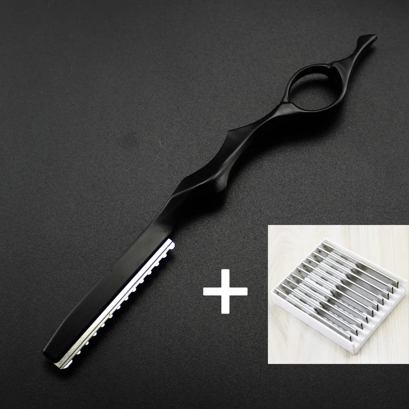 Haar Knippen Mes Dunner Dunner Scheermesje Scheren Rechte Salon Kappers Scheermes Stok Haar Snijder Roterende Kapper Kit: Black