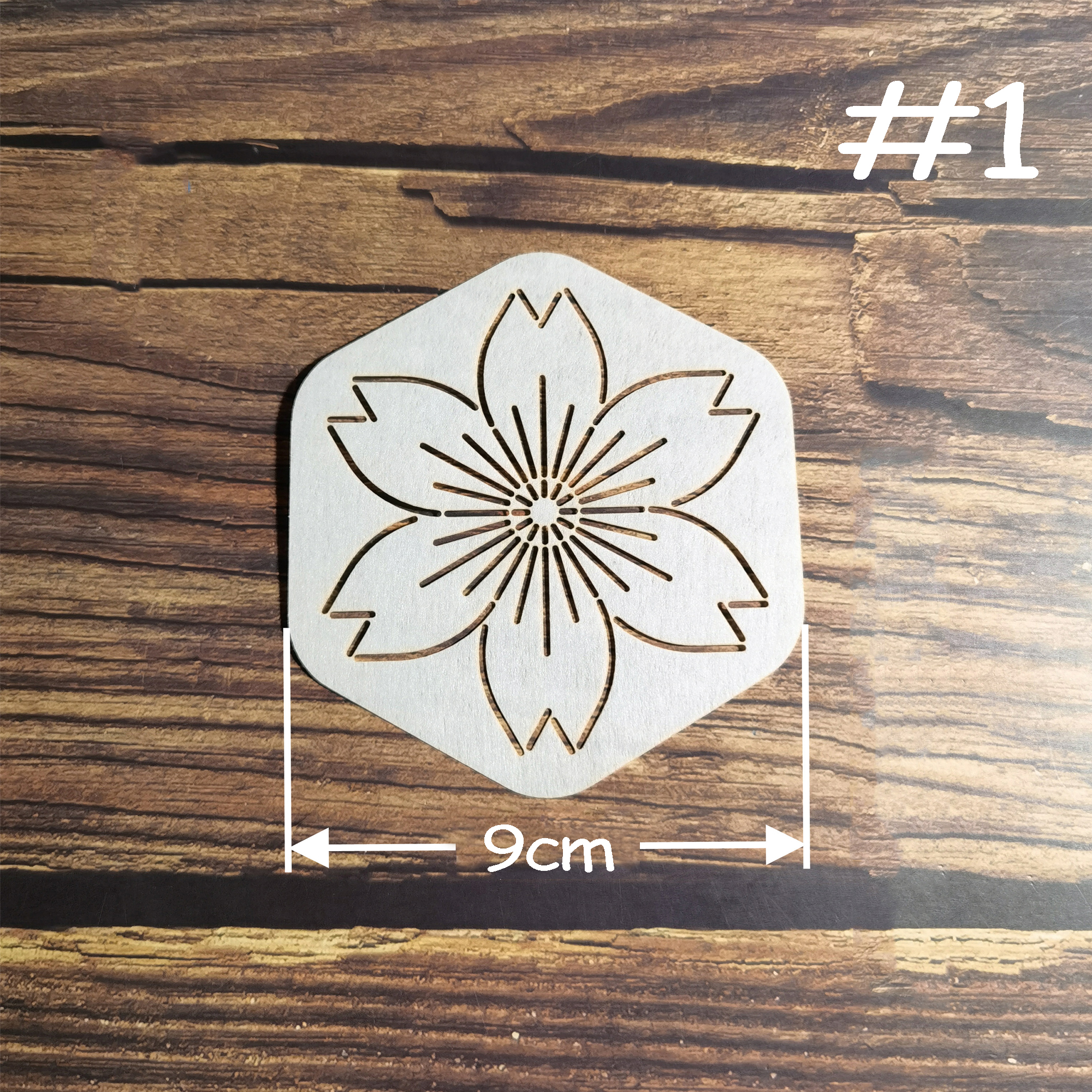 Sashiko Stencil, Sashiko embroidery pattern, Quilt stitch mold, 3 pattern options,Sakura pattern,coaster pattern: 1