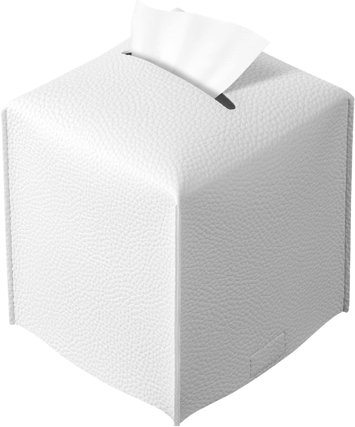 Modern PU Leather Tissue Box Holder Square Tissue Box Cover Decorative Holder/Organizer for Bathroom Bedroom Office Desk Car: WHITE