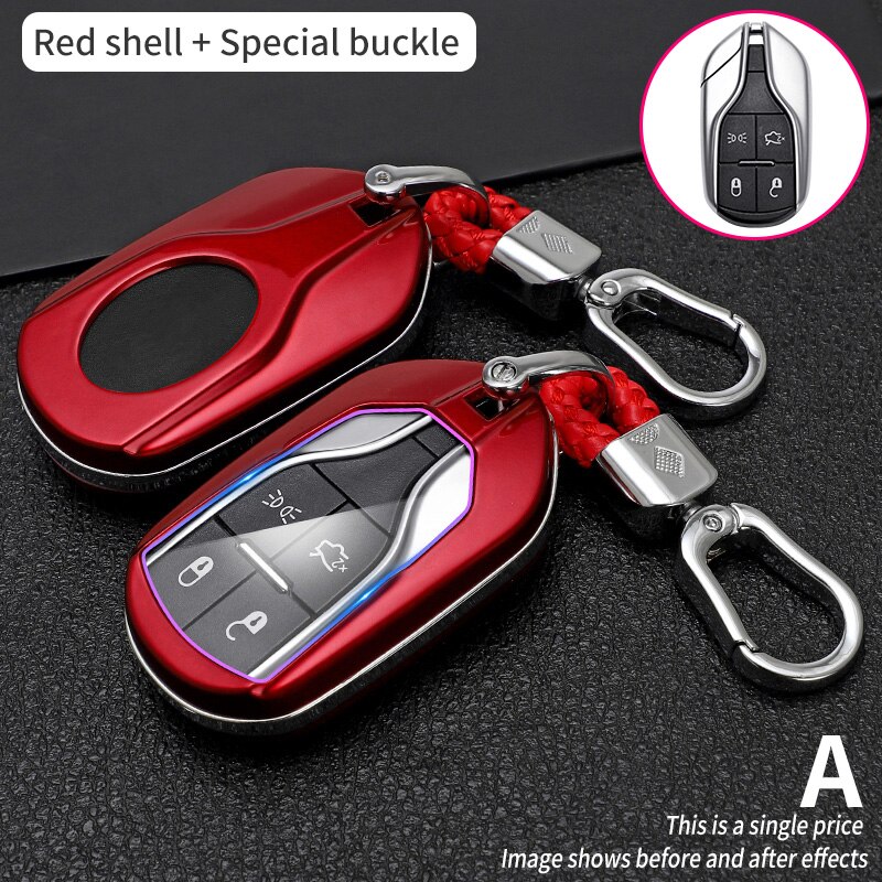 Télécommande en fibre de carbone ABS, etui clés, pour Maserati Ghibli Levante Quattroporte GT Granturismo cool, GranCabrio: Red