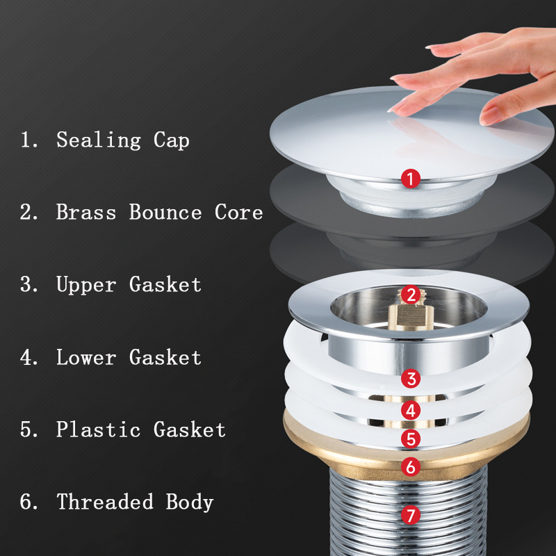 Bathroom Sink Drainer Washbasin Pop Up Drain Plug Waste Stopper With Or Without Overflow Hole Bathroom Appliances Accessories