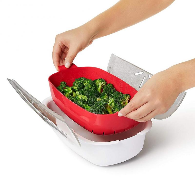 Microwave Steamer Basket Safe Non-toxic Fish Food Microwave Oven Steamer Steaming Dish Kitchen Tool