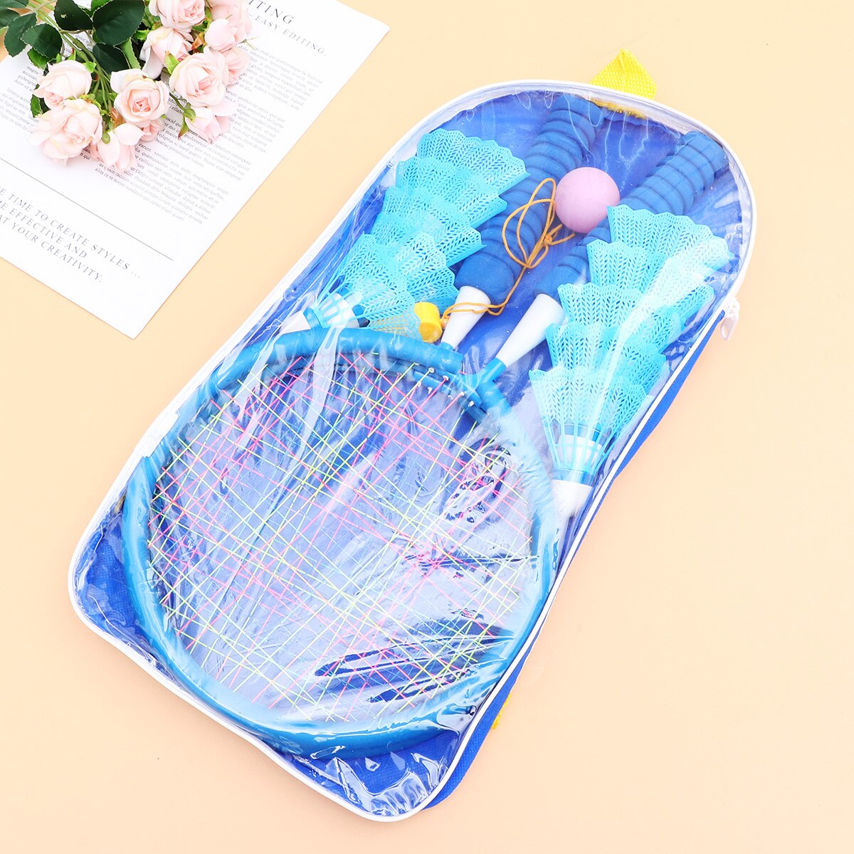 1 Set Badminton Racket Beginner Training Outdoor Sports Leisure Toys Badminton Set For Children Kindergarten Padel Racket