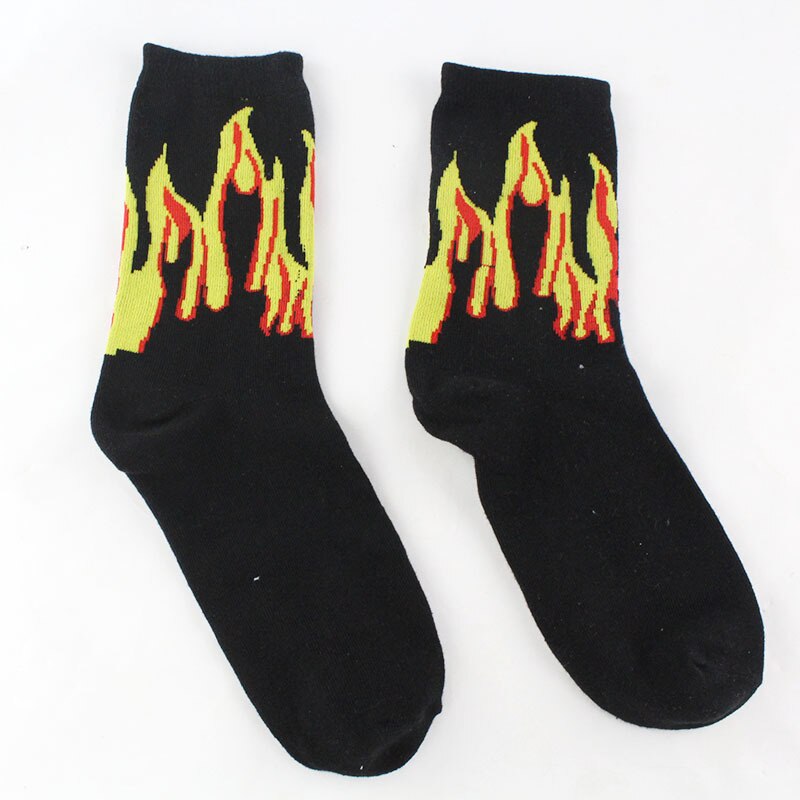 Männer Hip-Hop Hit Farbe Auf Feuer Crew Socken Rot Flamme Blaze Power Taschenlampe Heißer Wärme Straße Skateboard Baumwolle lange Socken: 3