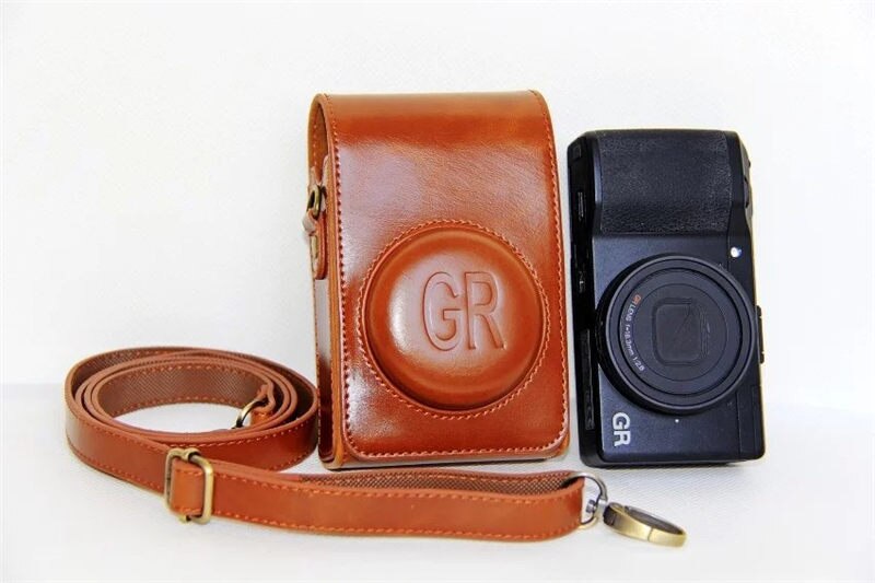 PU Camera Leather Case For Ricoh GR GRII GRIII GR GR2 GR3 Camera Bag Case Cover With Strap: Brown