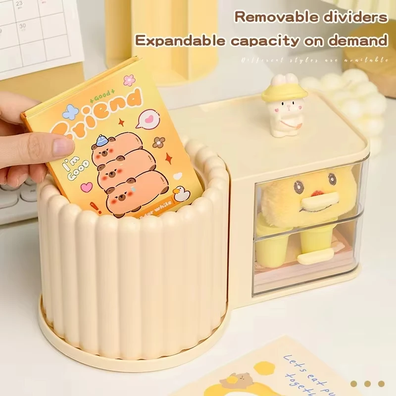 Stationery Organizer Desk Set Plastic File Drawer Cute Pencil Holder for School Supplies Office Durable Desk Tool