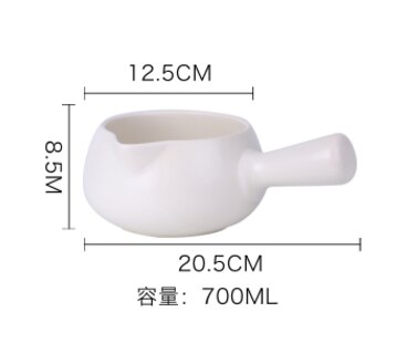 White milk pot non-stick high-profile small milk pot single small casserole small baby porridge ceramic milk pot: 700ML-White