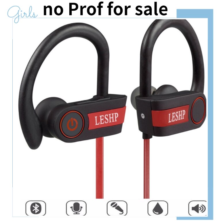 Anti-sweat Bluetooth Earphone Sport Stereo Music Wireless Earbud Hands-free Headset for Running Gym In-ear LESHP Dynamic