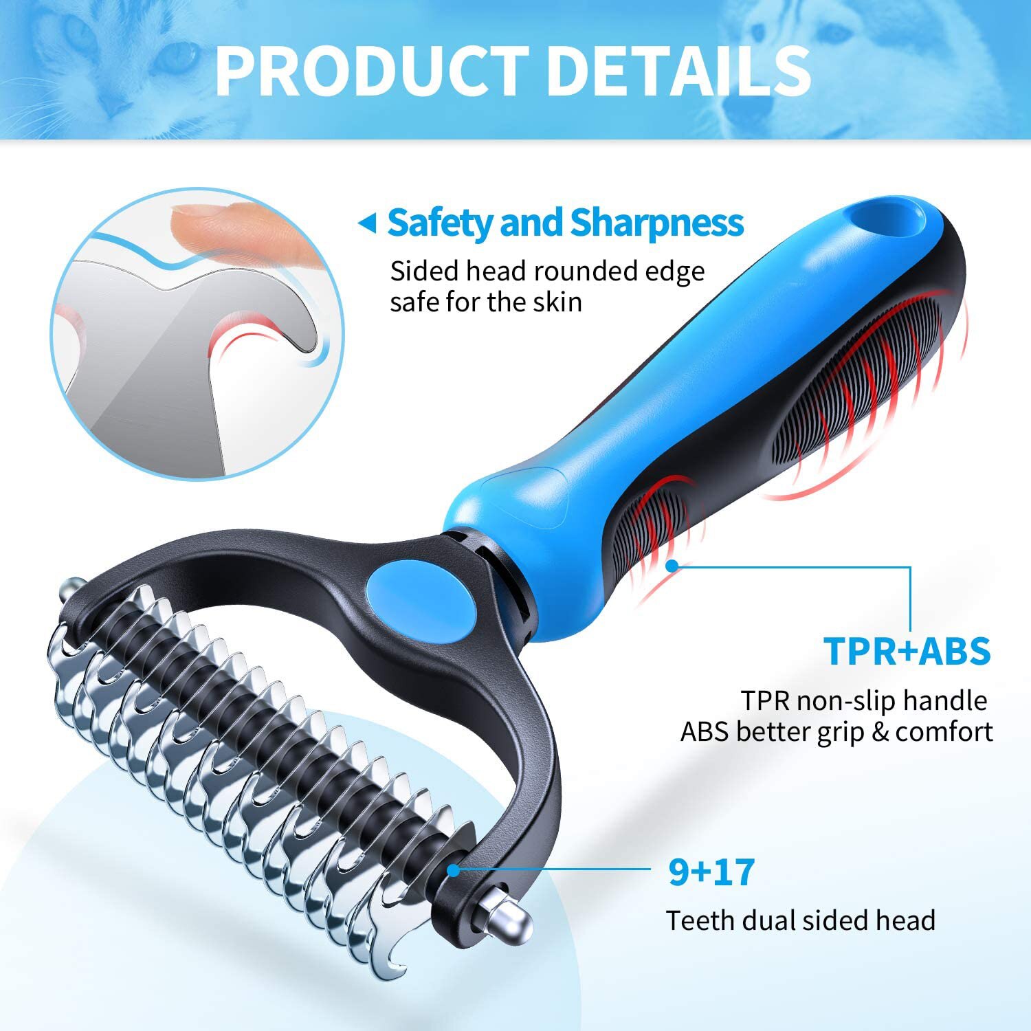Dog Hair Deshedding Comb Double Pet Grooming Brush Cat Trimming Dematting Tool For Dog Matted Long Hair Curly Pet Grooming Tool