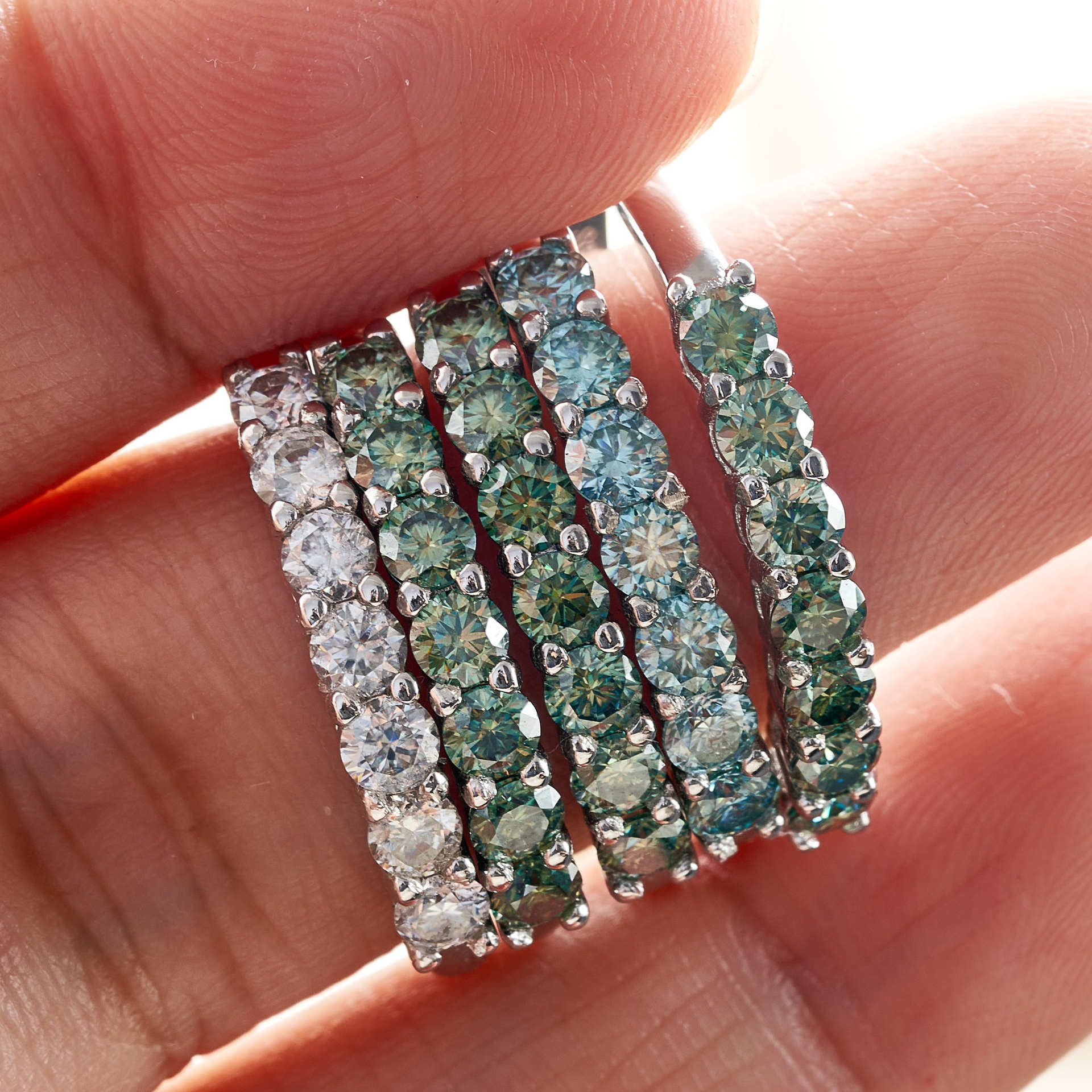 Anillo de moissanita redondo de 0,7 CT D Color VVS1 EX, anillo de eternidad de Plata de Ley 925, anillo de compromiso para mujer, banda de lujo para boda