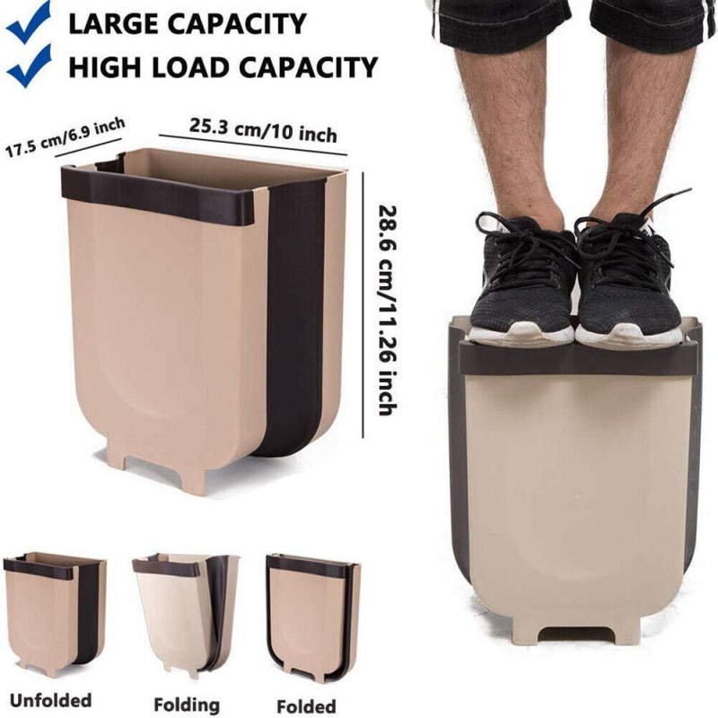 Folding Kitchen Cabinet Door Plastic Basket Hanging Trash Can Waste Bin Garbage Bowl Box Desktop Storage Trash Can Storage