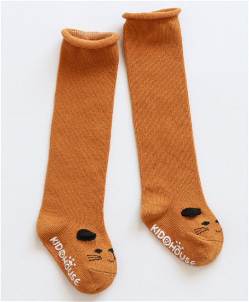 Schattige Baby Kousen Katoen Knie Hoge Kousen Anti-Slip Lange Been Warmer Unisex Kids Kousen voor 0-3 jaar: D / S