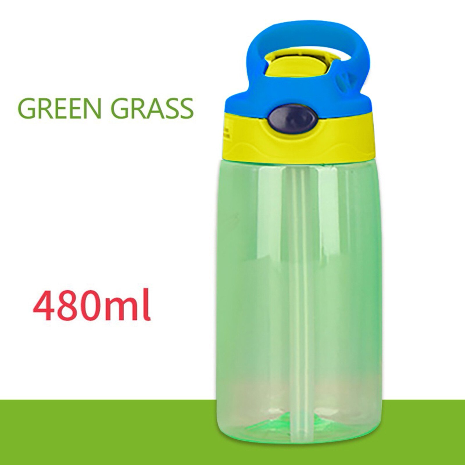 25 #480Ml Kinderen Waterfles Met Stro Deksel En Handvat Gebruik Voor School Kinderen Fles Kinderen Ketel draagbare Bidon: Green