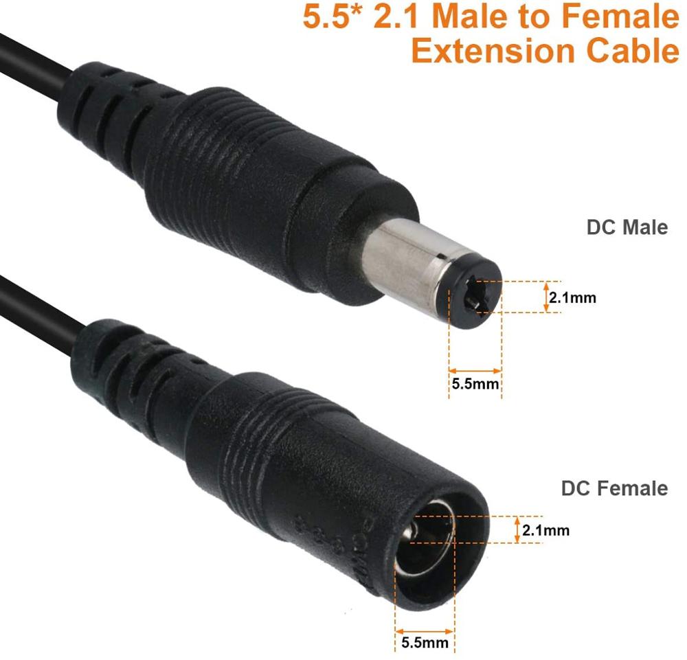 Svart dc kabel forlengelse strømledning 1m 2m 5m 10m 20m kamera forlenger kabel  dc12v/24v mann til hunn ledning for for led strip router