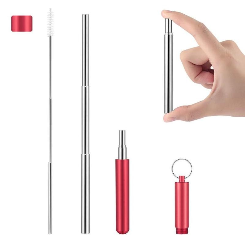 Pajilla de Metal plegable portátil, plegable, reutilizable, Pajita para beber, pajitas de acero inoxidable, accesorios para Bar