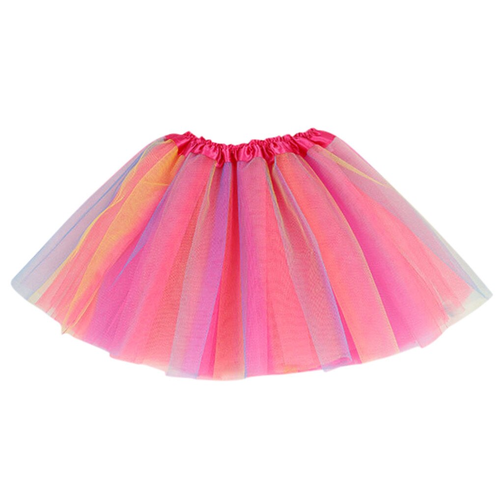 Baby børn nederdel piger prinsesse flerfarvet tutu nederdel børn fest dans tyl ballet nederdel tøj kostume baby nederdele 2-8y: Rosenrød