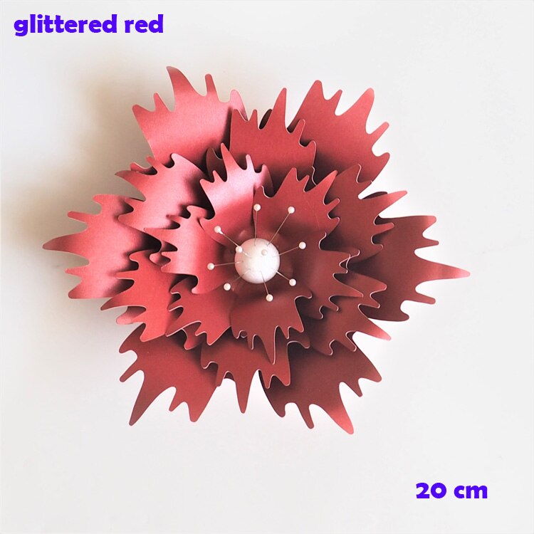 20CM Thick Cardstock Rose DIY Paper Flowers For Wedding & Event Backdrops Decorations Baby Nursery Wall Decor Video Tutorials: Glittered Red