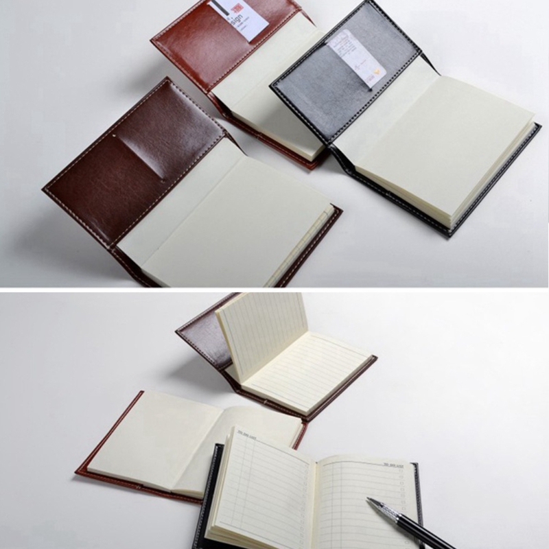 1Pc x Mini Business Notebook Mini Pocket Notebook Portable Journal Diary Book PU Leather Cover Note Pads