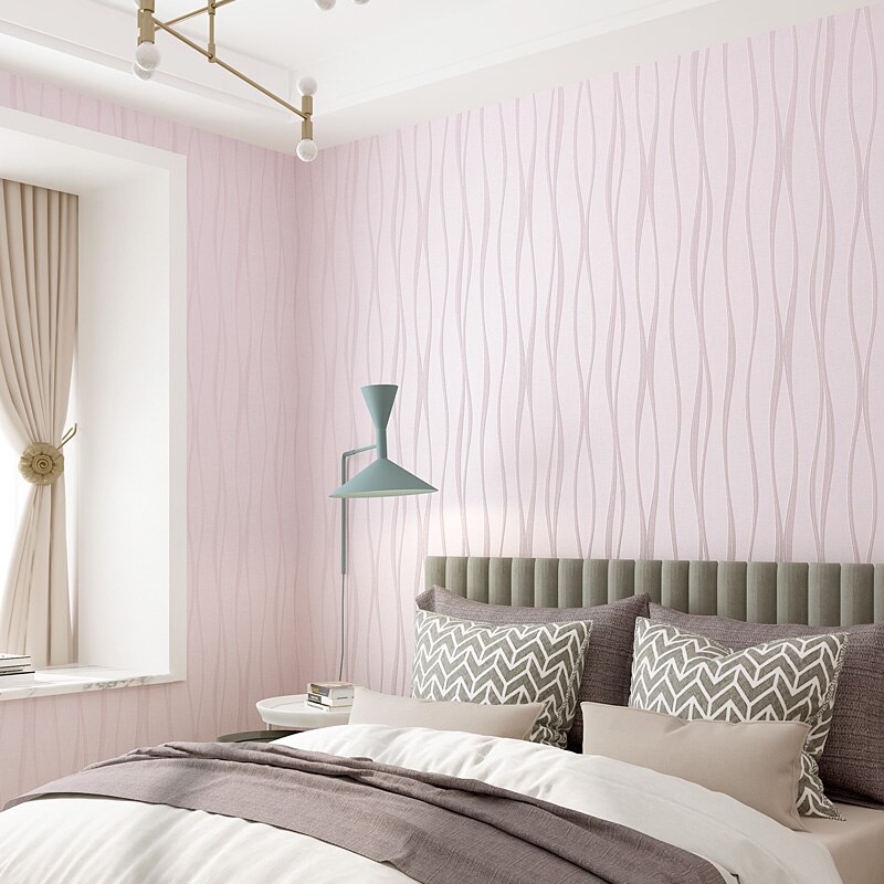 Mode Roze Beige Licht Blauw Gestreept Behang 3D Moderne Woonkamer Non Woven Geweven Streep Wall paper Rolls voor Slaapkamer