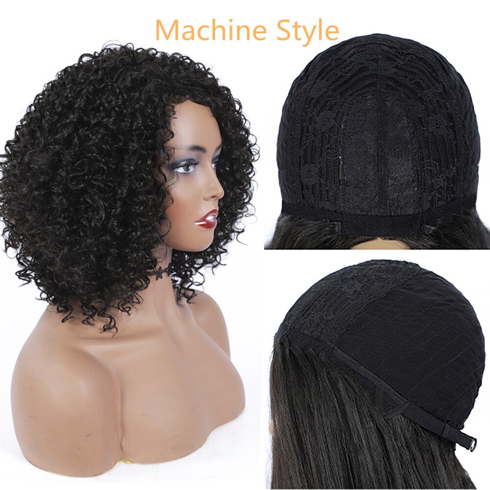 Bob Curly Synthetic Lace Front Wigs For Black Woman 12inch 16inch Natural Color SOKU Heat Resistant Fibre Wigs Afro Hairstyle: 16inches