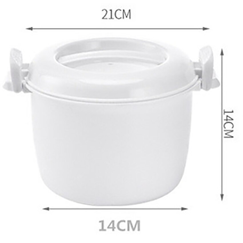 Mikrobølgeovn ris komfyr med håndtak, bpa gratis, brukervennlig dampboks beholder riskoker kopp kokekar, hvit , 14 / 15.5cm diameter