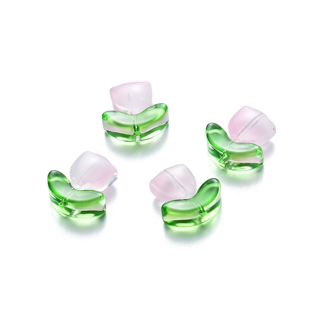 10/20Set Tulips Flower Lampwork Beads Multicolor Glass Flora Beads Multicolor Loose Beads for DIY Bracelets Jewelry Making