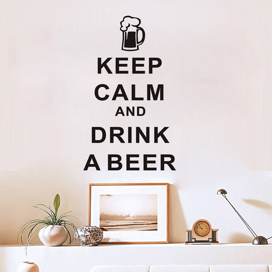 Keep Calm And Drink A Beer Vinyl Wall Sticker For Bar Living Room Bedroom Waterproof Wallpaper Modern Wall Decals For Home Decor