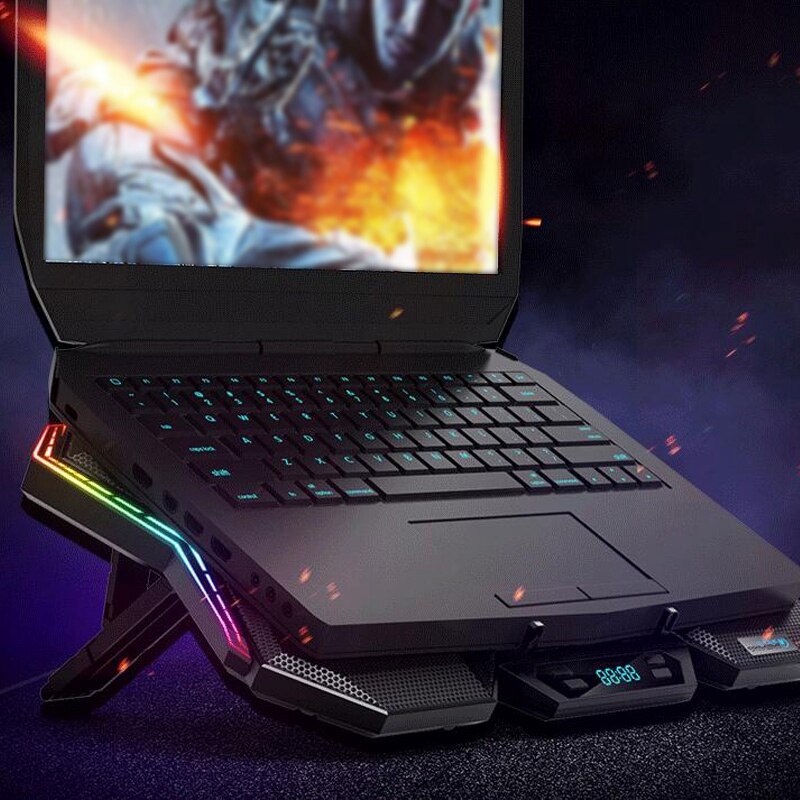 Coolcold gaming-laptop-kühler, verstellbares rgb-laptop-kühlpad mit sechs lüftern (2600 u/min), notebook-ständer für 17 -zoll-laptops