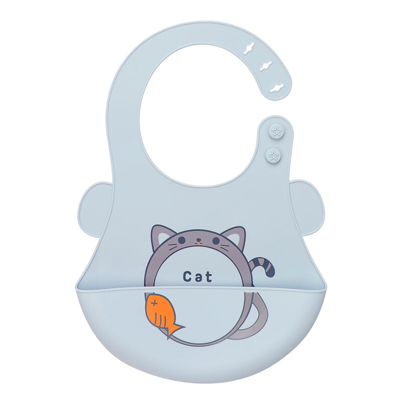 Weiche Silikon Fütterung Bib Wasserdicht Einstellbare Snaps Cartoon Baby Lätzchen Für Säuglinge Und Kleinkinder Mit Lebensmittel Catcher Tasche