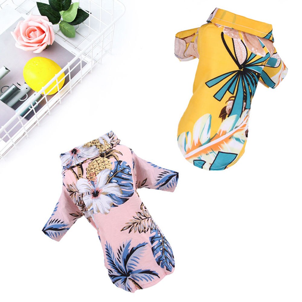 Haustier Hund Katze Hemden Sommer Strand Kleidung gemütlich lässig Haustier Kleidung Blumen- drucken hawaiisch T Shirt Beachwear Bluse 1pc
