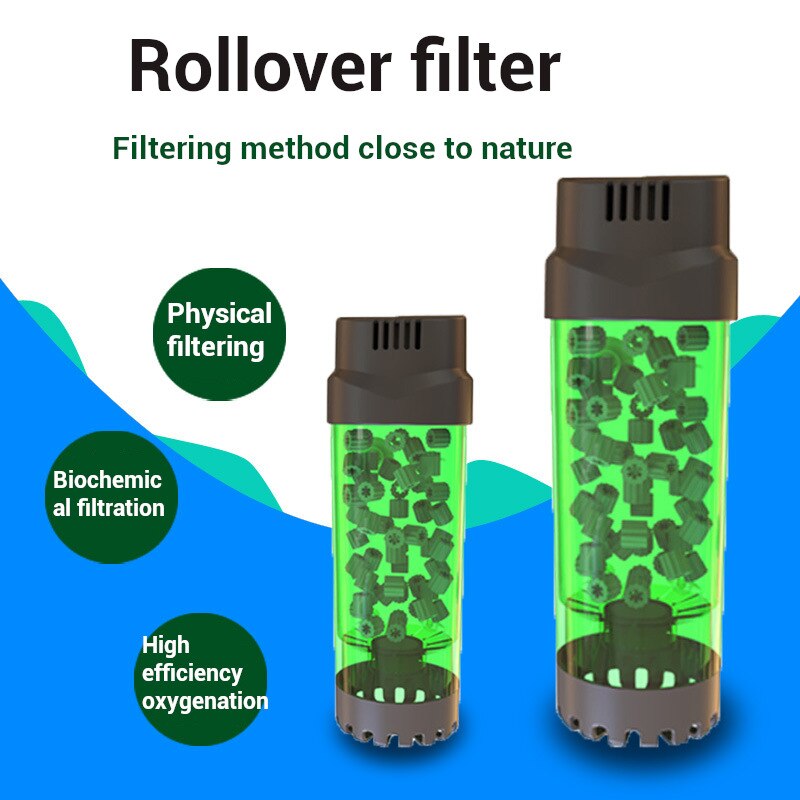 Aquarium Fluidized Moving Bed Filter Bubble Bio Media Filter Fish Tank Sponge Filter With Sucker ,Air Stone And Sponge Filter