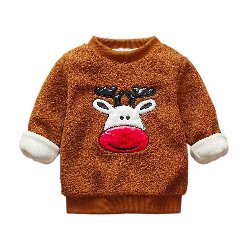 Varme sweatshirts til børn baby drenge piger børn vintertøj spædbørn tegneserie pullovere småbørn o-hals fløjl træningsdragter 0-2y