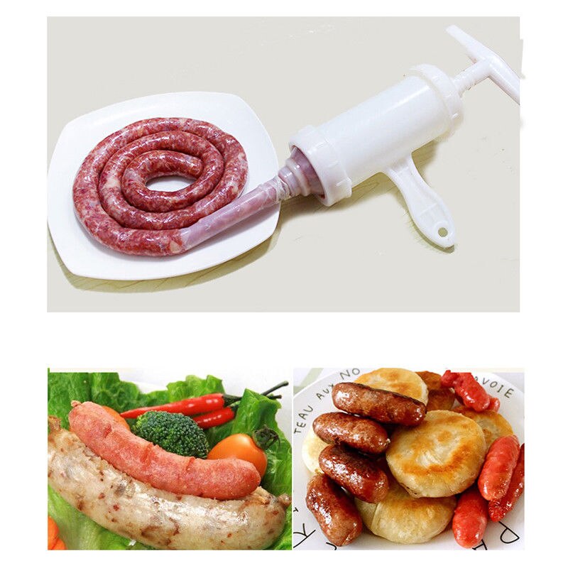 Manuel pølse maskine kød fyldstof fyldstof håndbetjent salami maker & tragt uk