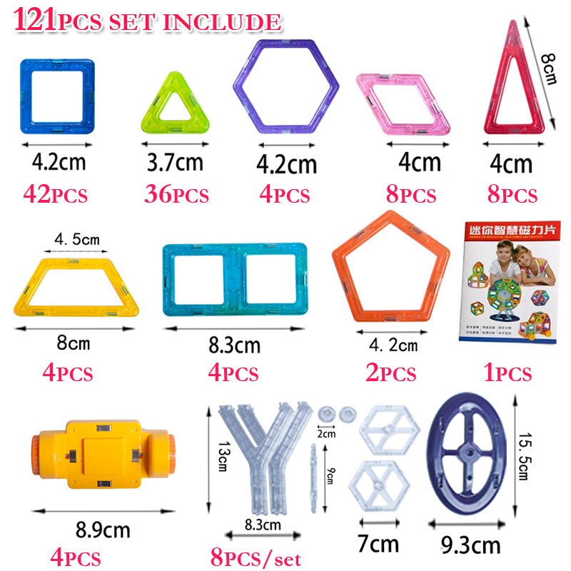 30-180 stks/set Mini Magneet Speelgoed Bouwstenen Magnetische Constructie DIY Educatief Blokken Speelgoed Spelletjes Voor kinderen: 121 pieces