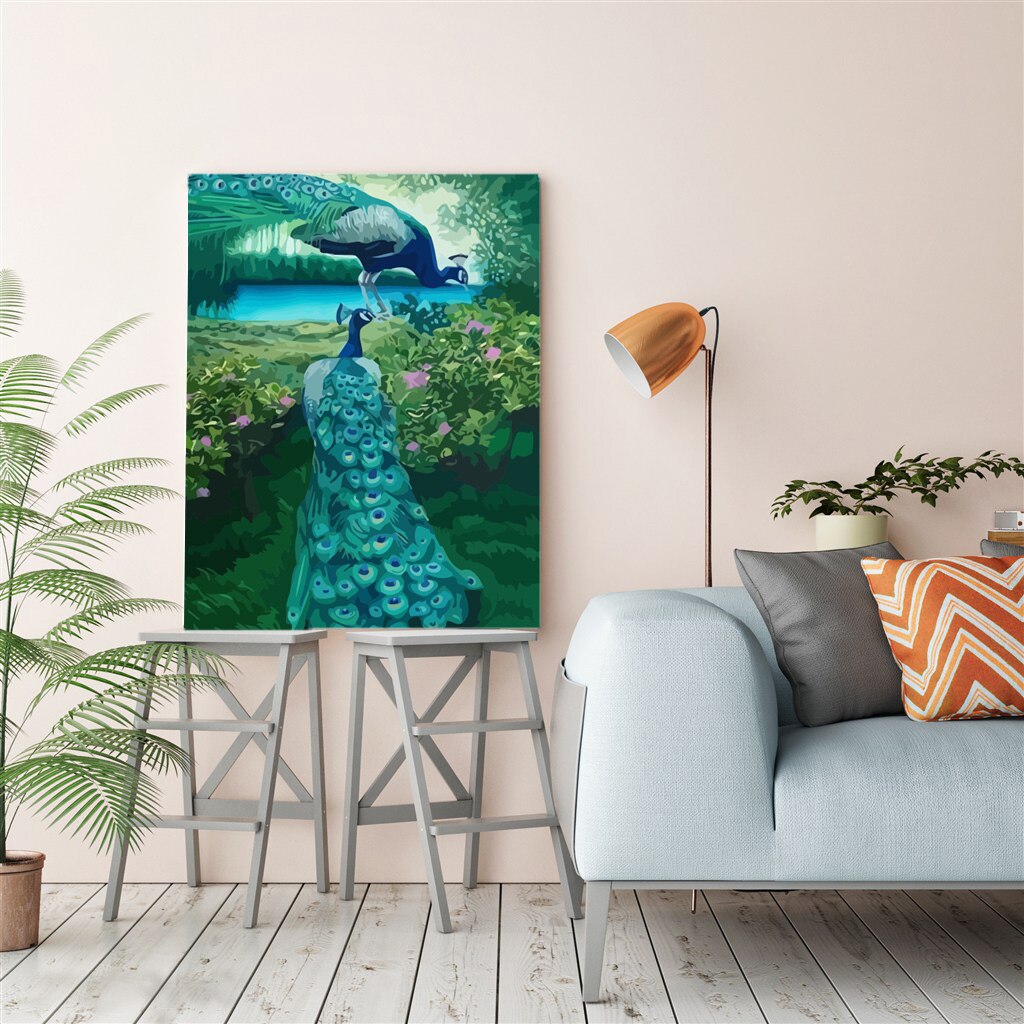 EverShine Painting By Numbers Animals Canvas Wall Set Paint By Numbers For Adults Peacocks Drawing Art