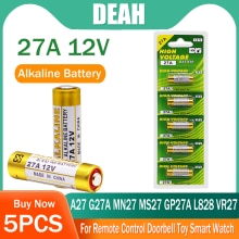 5Pcs Alkaline Batterij 12V A27 27A G27A MN27 MS27 GP27A L828 V27GA ALK27A A27BP K27A VR27 Voor Speelgoed alarm Afstandsbediening Droge Cellen