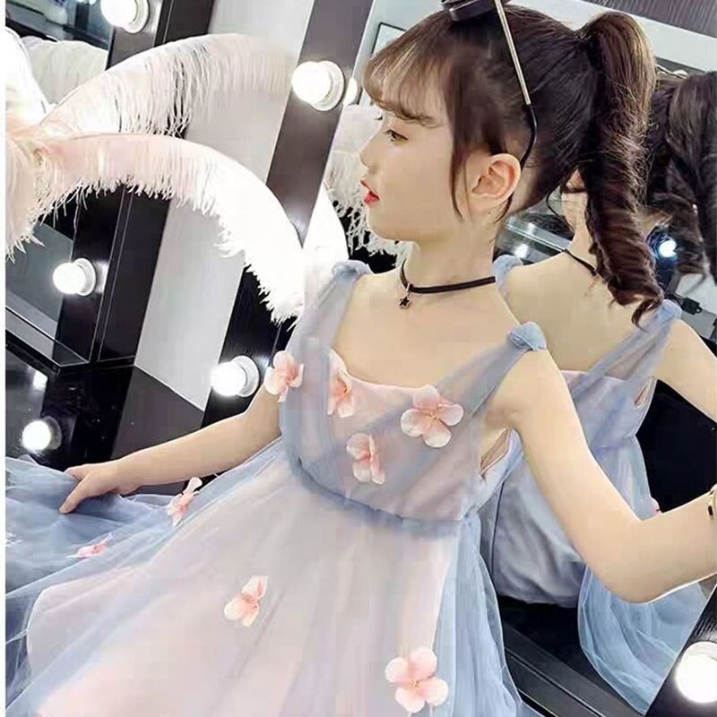 Vestito estivo da ragazza 2022 vestito con cinturino a fiori colorati moda bambino Chiffon principessa vestito da festa per ragazze abbigliamento per bambini bambini 12Y