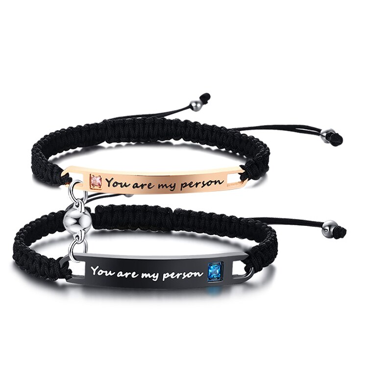 1 Paar Paar Sieraden Verstelbare Gevlochten Armband U-Lover Gevlochten Armband Voor Hem En Haar Beste Vrienden Armband Sets: style2