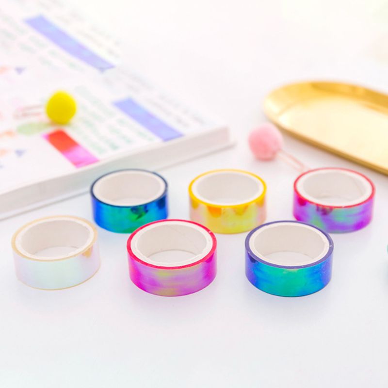Glitter Regenboog Washi Tape Briefpapier Scrapbooking Decoratieve Plakband Diy Masking Tape