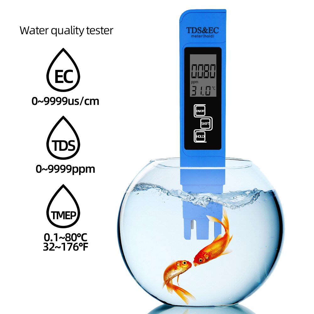 Medidor de ph digital ec detector tds tester orp medidores acidez teste condutividade monitor qualidade da água analisador para hidroponia piscina: C TDS Temp EC Meter