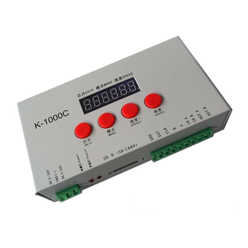 Controlador de píxeles de tarjeta SD K1000C controlador RGB LED para WS2801 WS2811 WS2812B LPD6803 LED 2048 DC5 ~ 24V