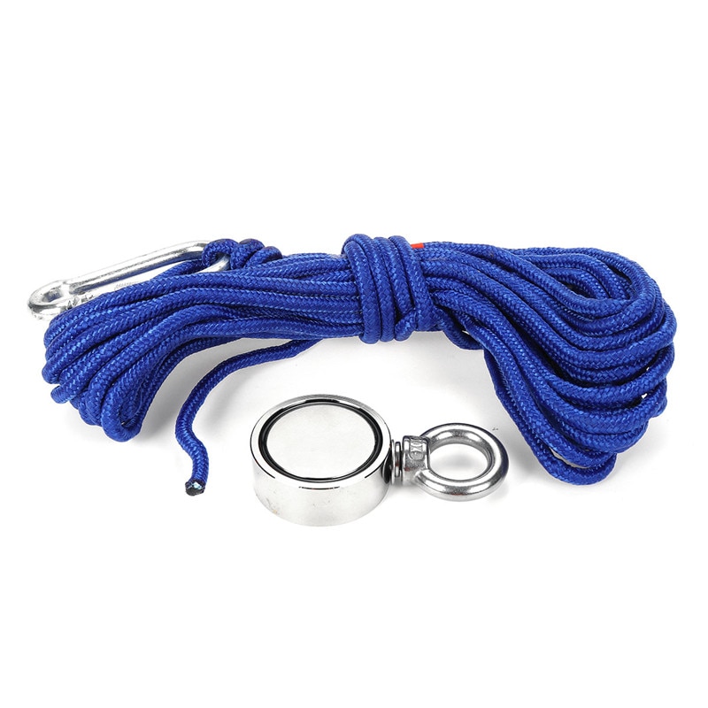 Kit Pêche Magnétique 900 Kg Magnetpro - Aimant Néodyme Double Face, Corde 20 M, Gants Et Sac