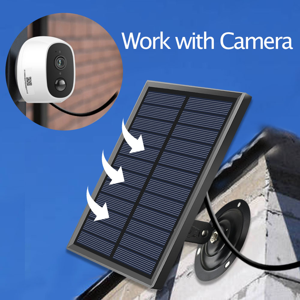 Hismaho Solar Panel 1.8W Charger with 3 Meter Cable USB Charging Adjustable Holder for Outdoor Security IP CCTV Camera