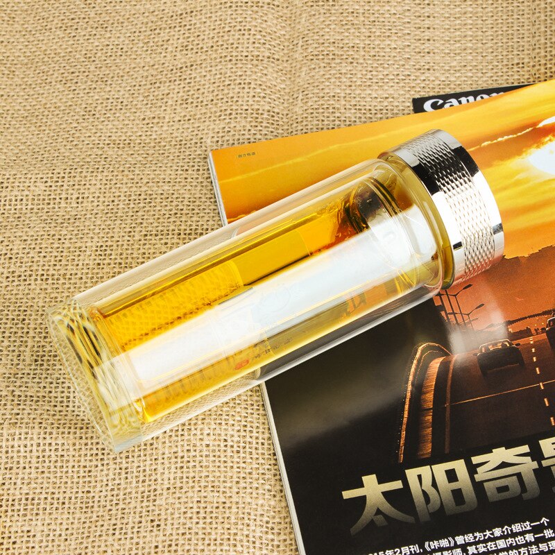 Transparent Double Layer Water Cup Ad High Grade Transparent High Borosilicate Glass Water Bottles: white